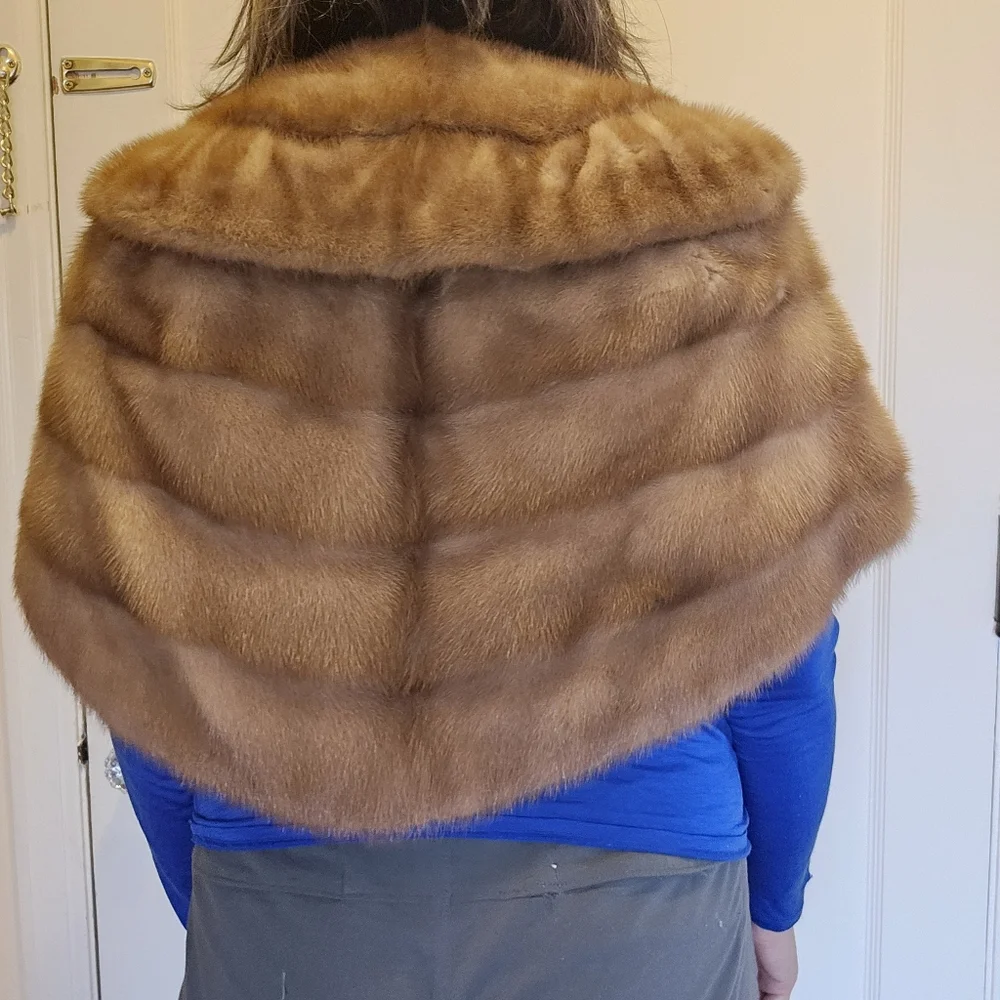 Vintage real mink shawl wrap S/M